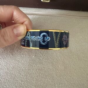 NWT Hermes Navy and Gold Enamel Bracelet